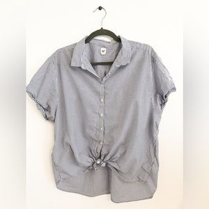 Gap large pin-stripe dolman sleeve blue and white blouse top